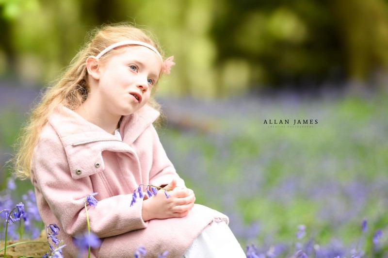 Outdoor bluebells South Wales child photography portrait candid